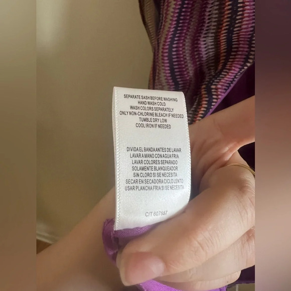 Maison Tara Purple Striped Multi Midi Dress Sz 12 Classic Spring Easter Dress - Picture 9 of 13